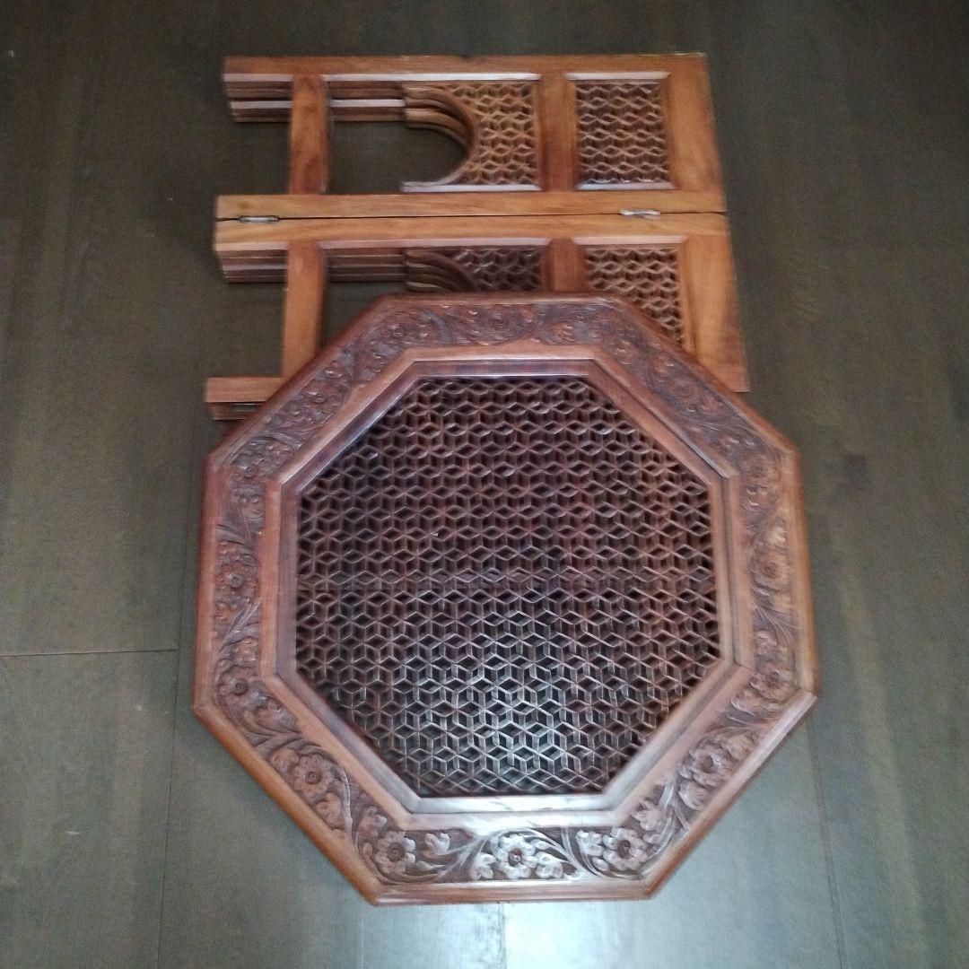 アジアンスタイル 八角形木製テーブル