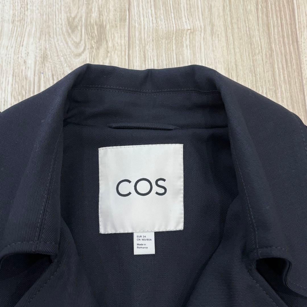 【極美品】COS トレンチコート ネイビー 34 ウールジャージー ストレッチ