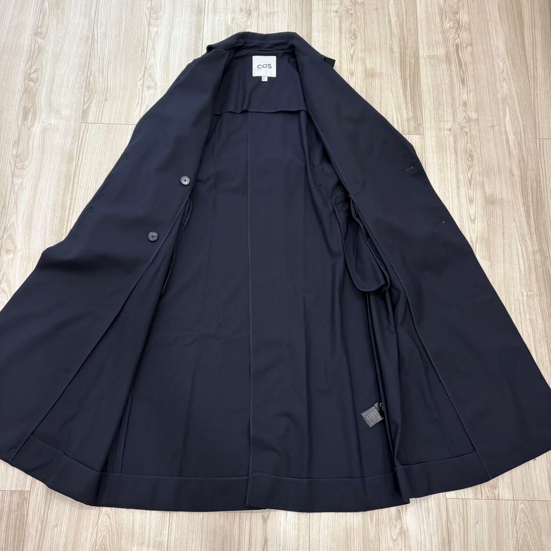 【極美品】COS トレンチコート ネイビー 34 ウールジャージー ストレッチ
