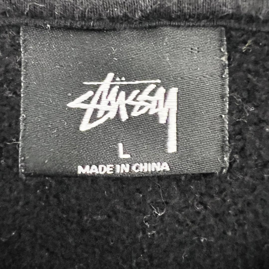 『超人気』　ステューシー　パーカー　パイル刺繍ロゴ　アーチロゴ　ブラック　【L】