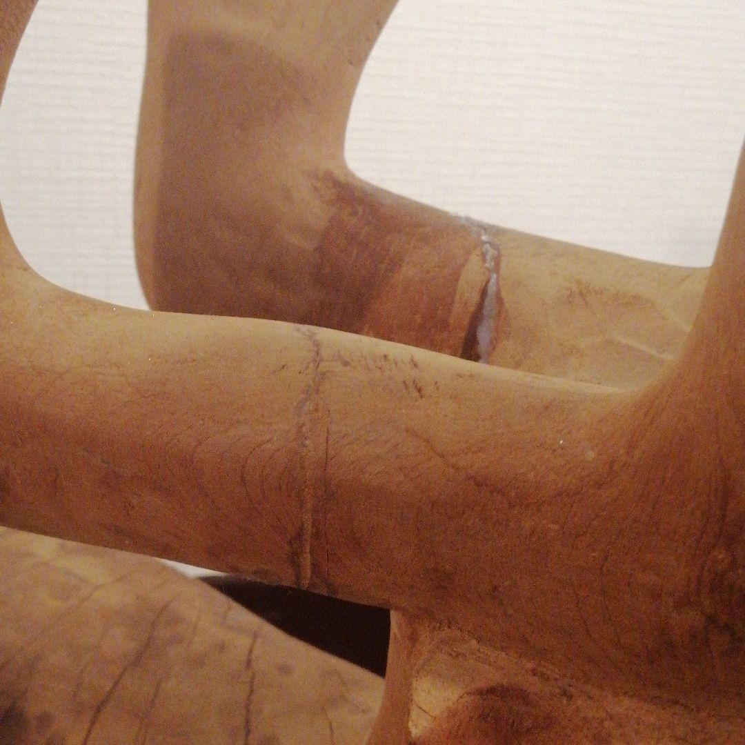 木製ペアトナカイ　木彫りつがいトナカイ