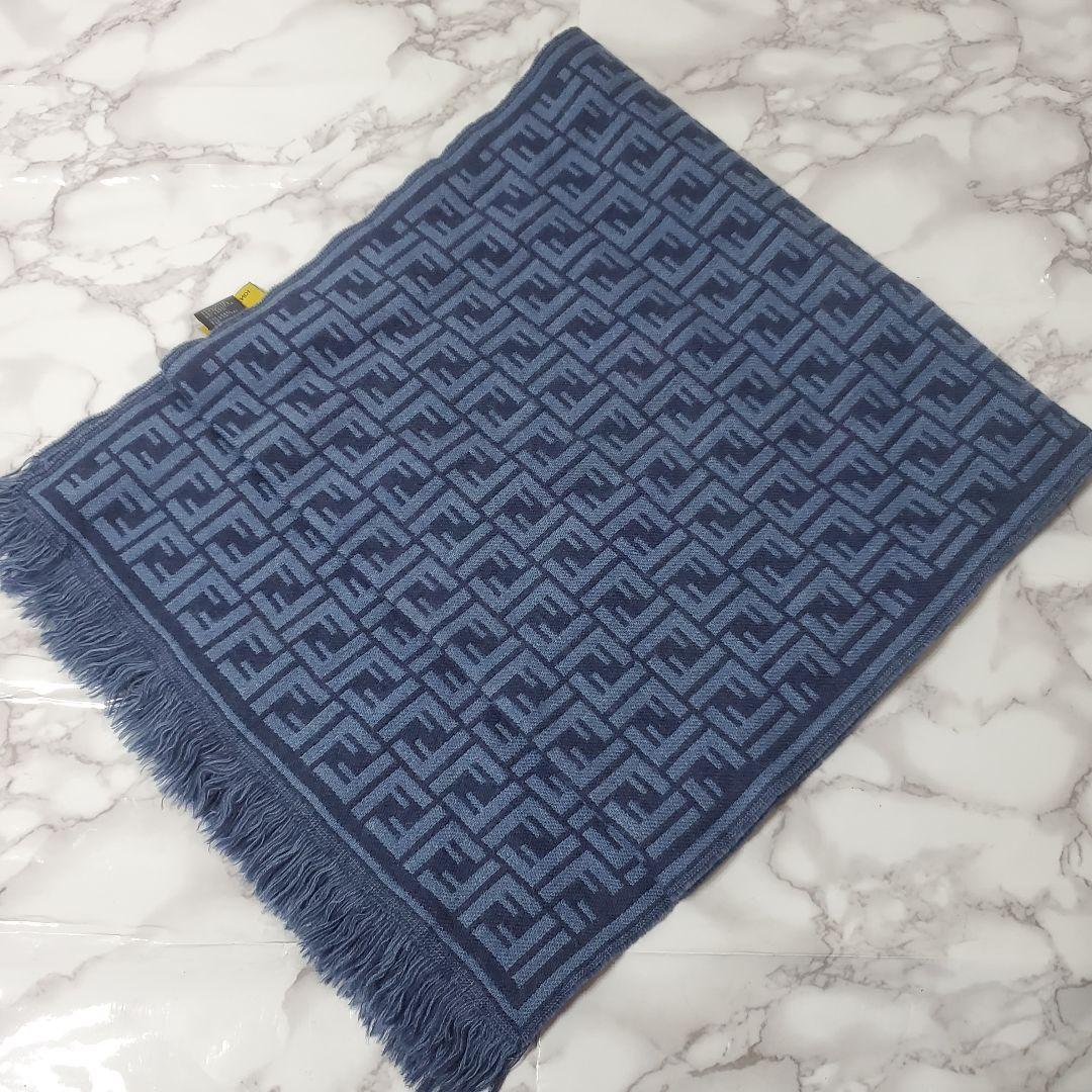 FENDI フェンディ マフラー ズッカ柄 ブルー系 レディース