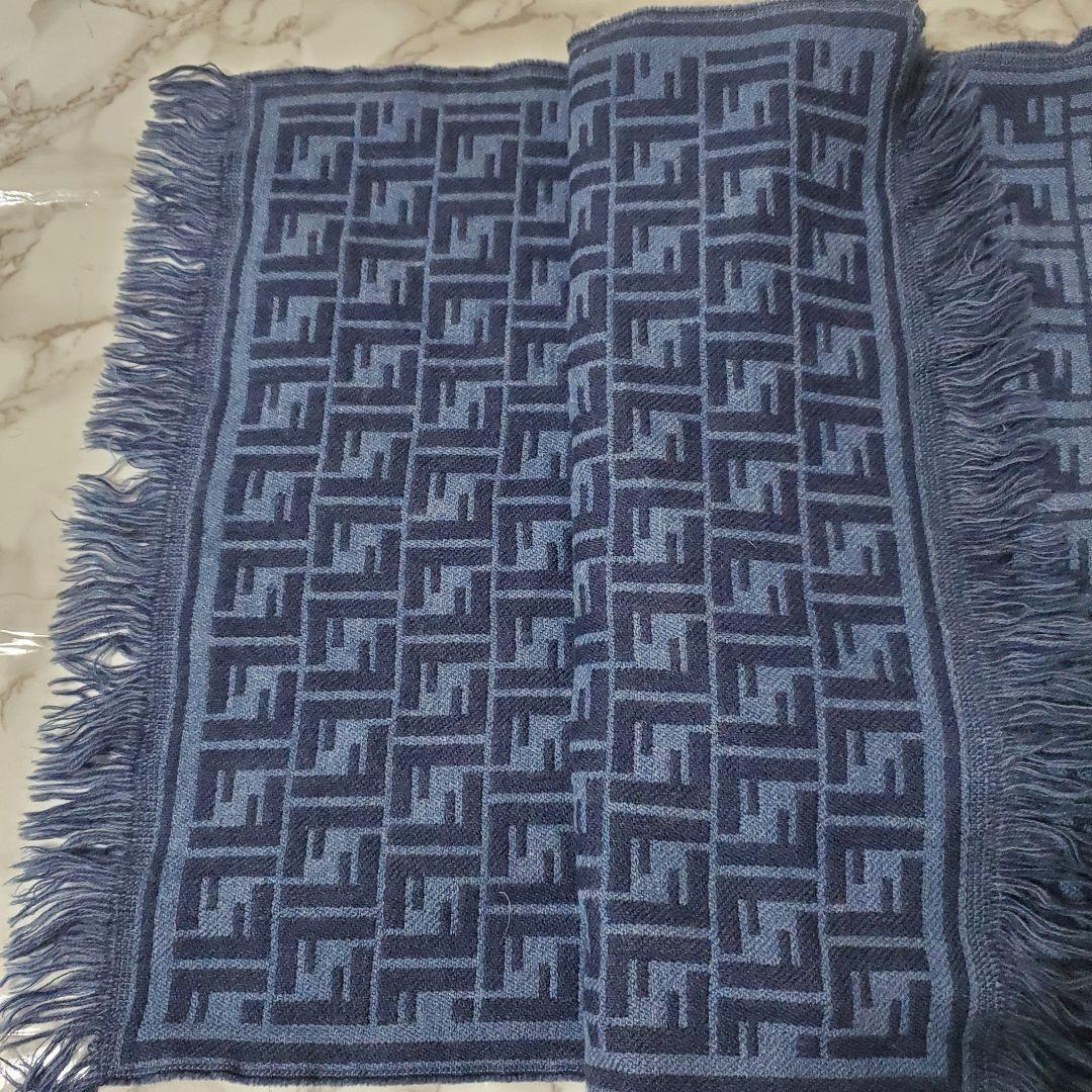 FENDI フェンディ マフラー ズッカ柄 ブルー系 レディース