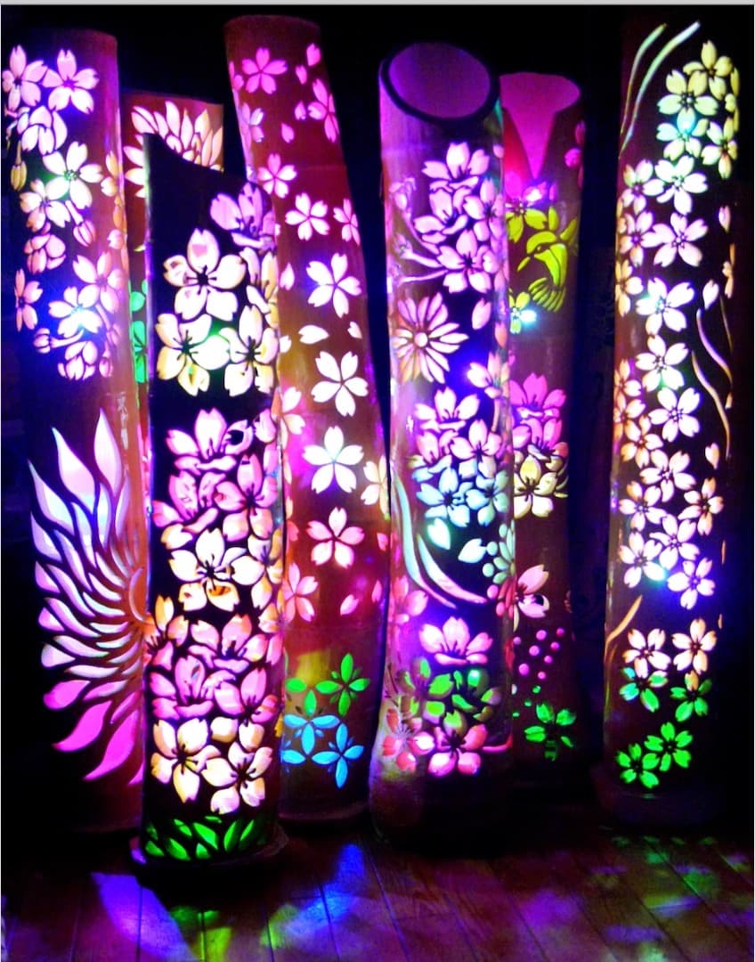 竹灯り　彩シリーズ　〜花見〜　竹灯籠　極太孟宗竹