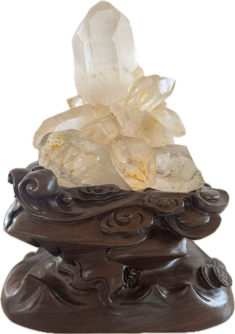 ★鑑別書付き★水晶クラスター★壇木専用台座付き★