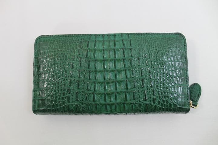 【専用】クロコダイル 財布 長財布 背部革 ラウンド グリーン 緑 ホーン