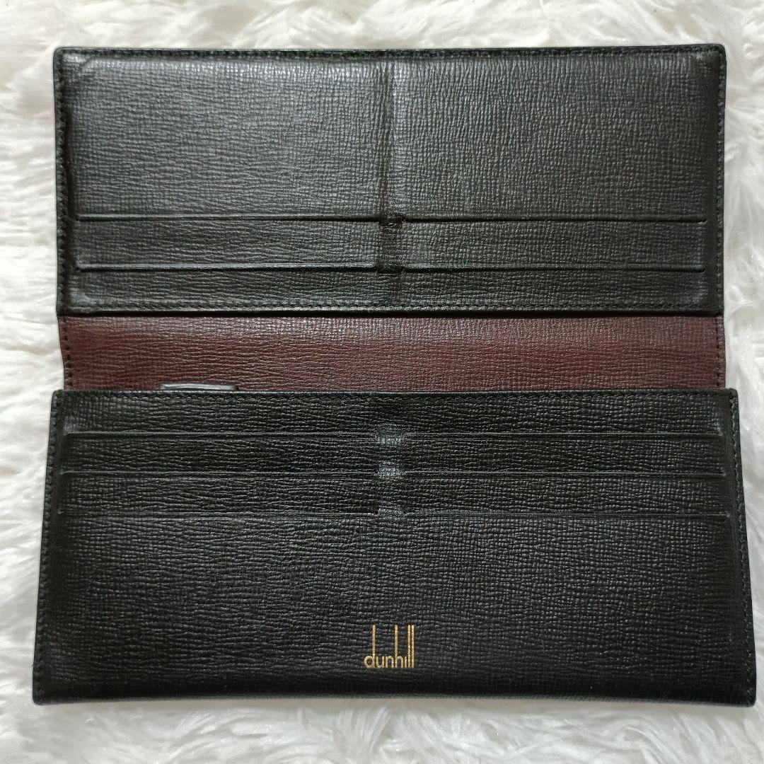 dunhill　ダンヒル　レザー長財布　折り財布　黒　ブラック　ADロゴ　本革