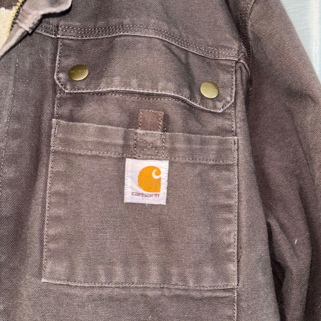 Carhartt ボアジャケット L 企業刺繍 フード付き古着