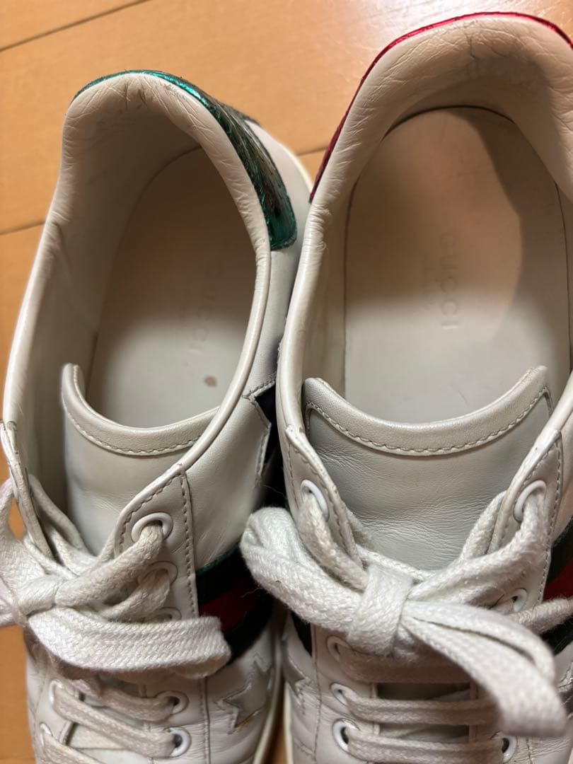 GUCCI グッチ　ACEシェリーラインスターレザーローカットスニーカー