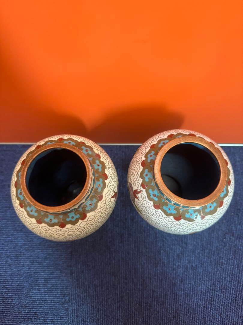 1850  七宝焼　景泰藍　花瓶2客