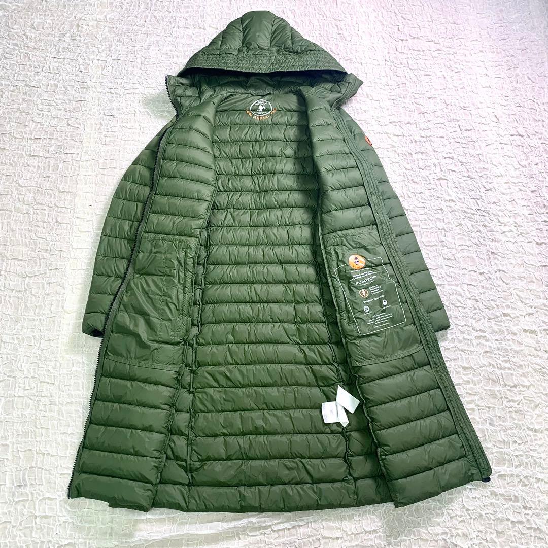 美品　セイブザダック エコダウン ロングコート ベルト ワッペン　オリーブ