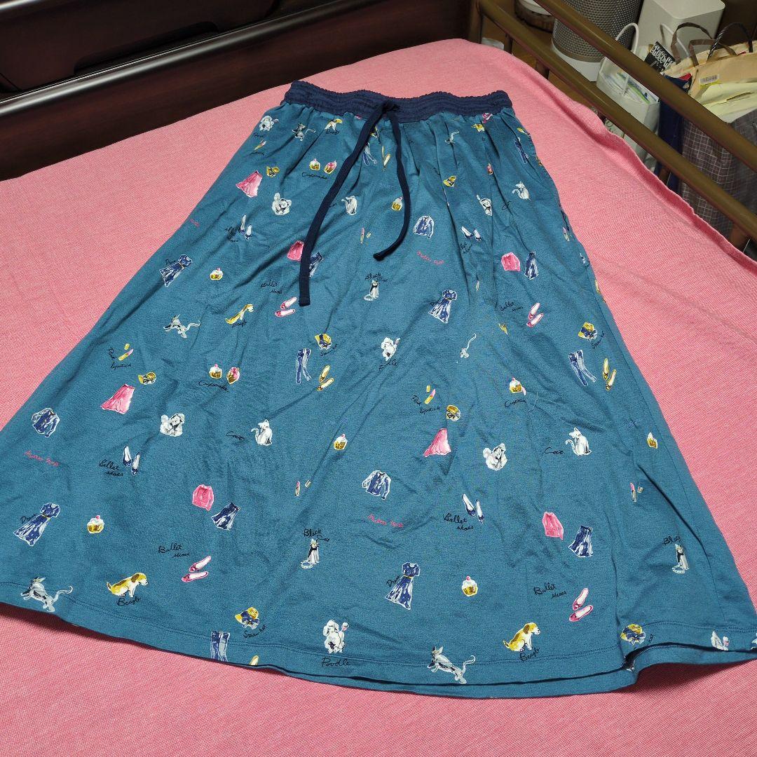 【レア物】【未使用美品】マドモアゼルノンノン　プリントスカート（DOG＆CAT）