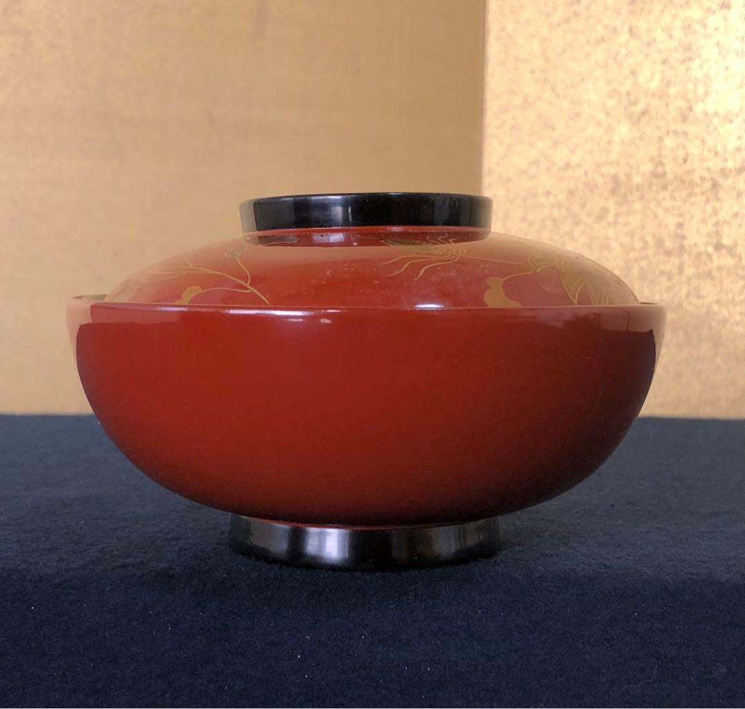 《R》輪島塗 古代朱塗 法想華蒔絵 煮物椀5客 木製漆器 木箱 251218か1