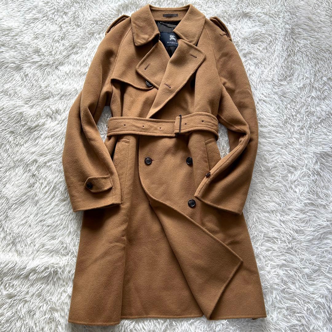バーバリーロンドン　トレンチコート　カシミヤ　アンゴラ　ロング　ブラウン　L