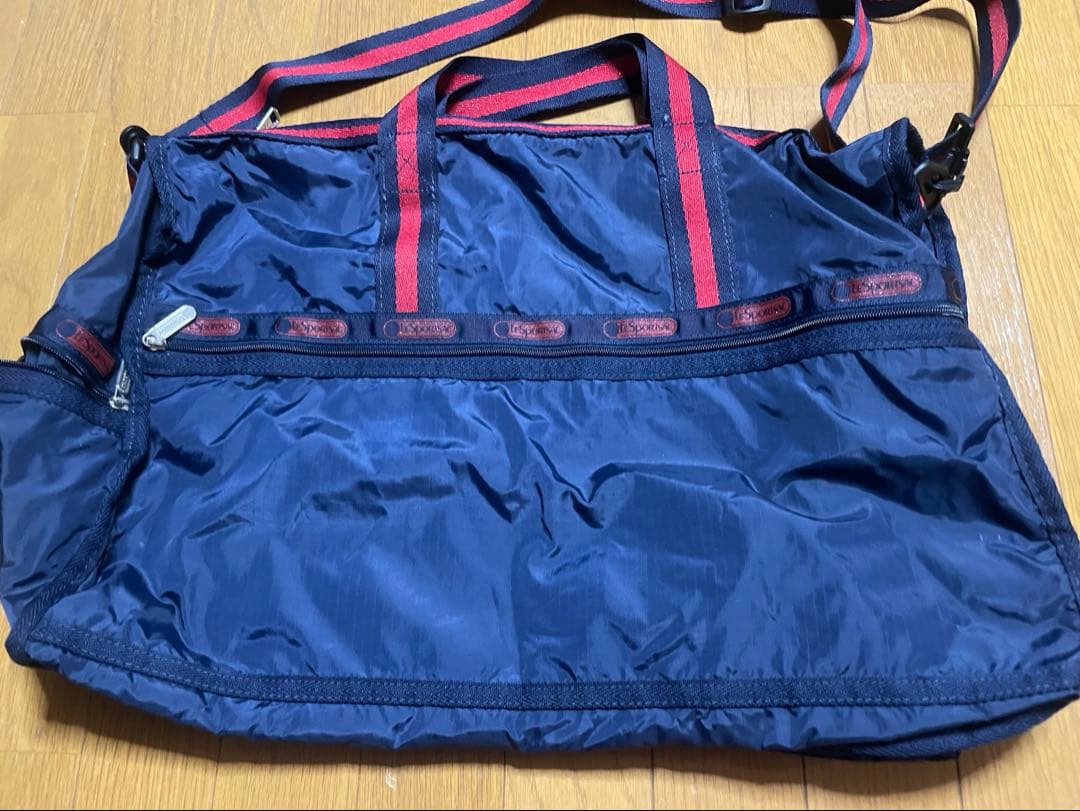 レスポートサック LESPORTSAC ラージ　ボストンバッグ　ネイビー　レッド