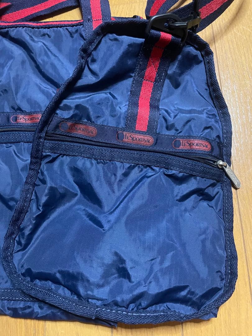 レスポートサック LESPORTSAC ラージ　ボストンバッグ　ネイビー　レッド