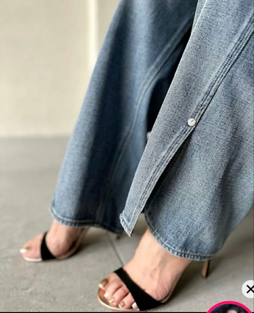 ダブルスタンダードクロージング×AKKO スリットヘムバギーパンツ デニム