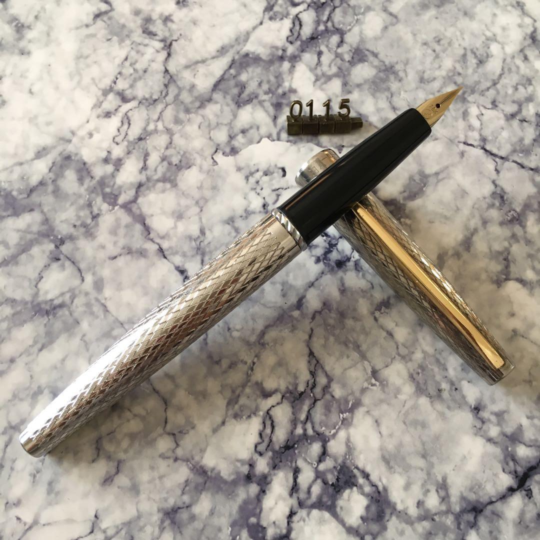#0115オーバーホール済 万年筆 silver 18k