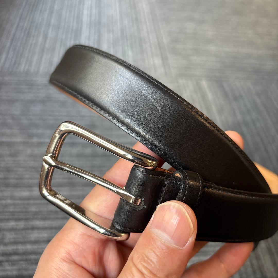 【極美品】ARNOLD WILLS & CO. 黒 カーフレザー ベルト 30