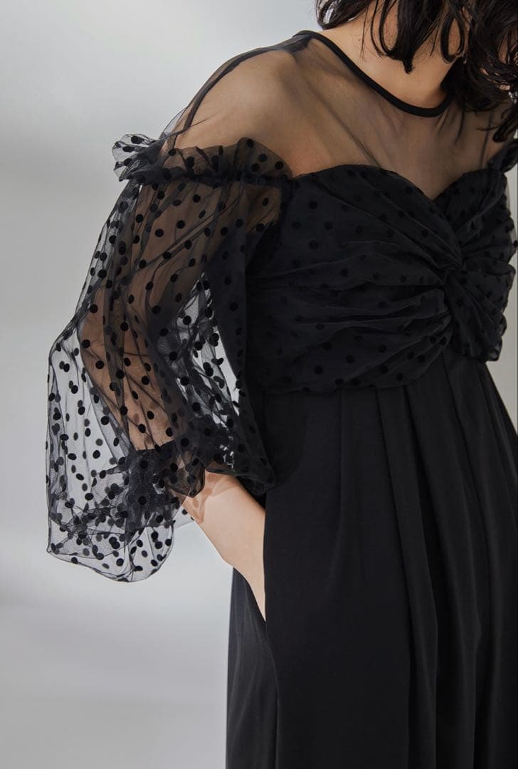 フロッキードットパンツドレス オールインワン