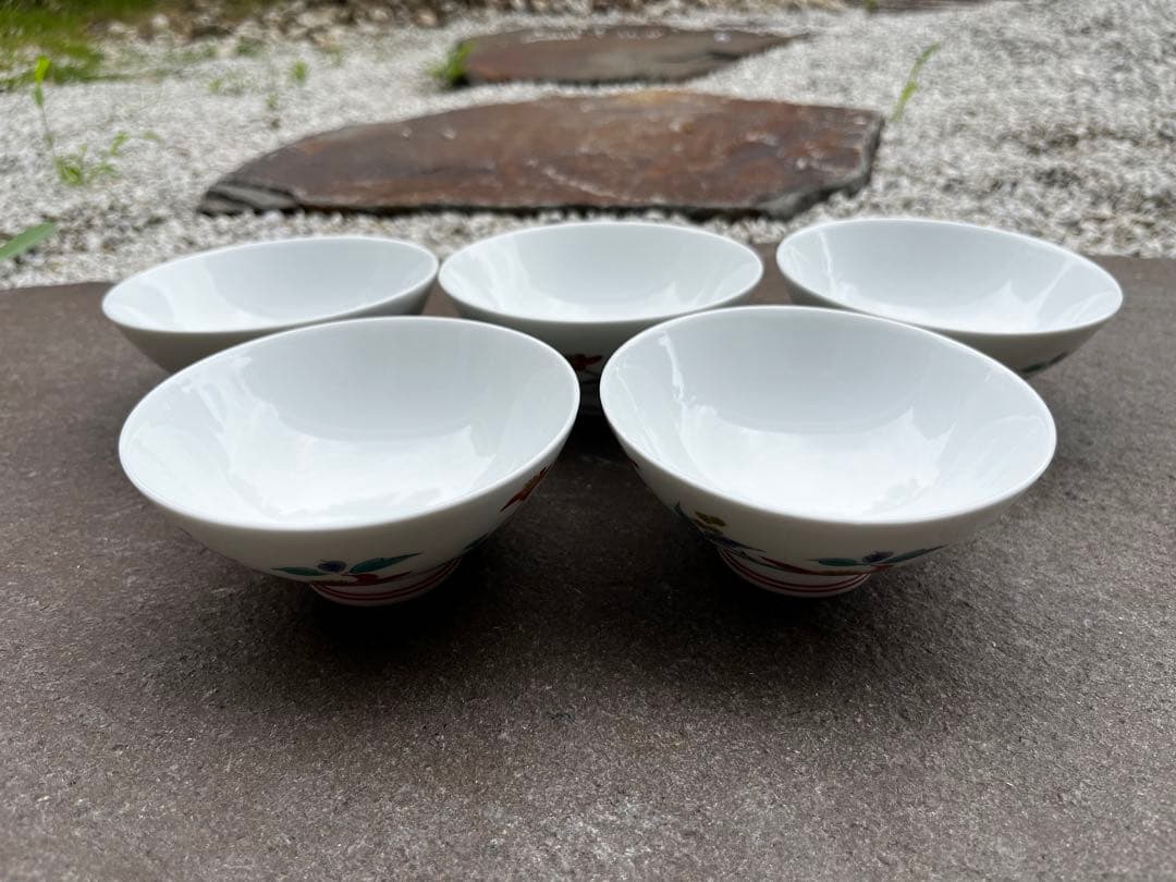 有田焼　肥前赤絵窯元　鷹巣　絵付　お茶碗　鷹峯作　5つセット