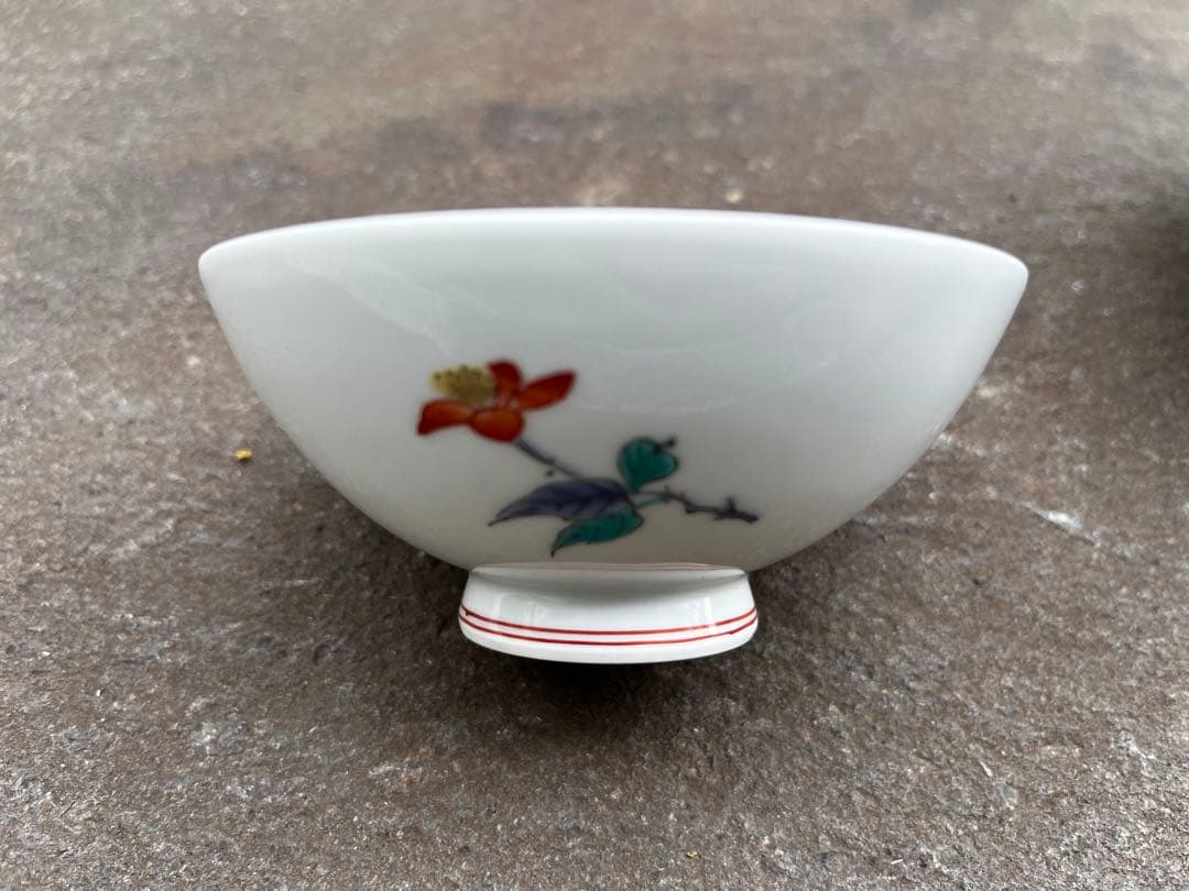 有田焼　肥前赤絵窯元　鷹巣　絵付　お茶碗　鷹峯作　5つセット