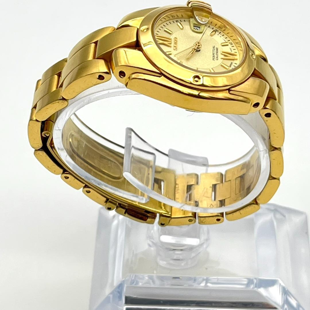 良品 セイコー パーペチュアル レディース コマ有 電池交換済 ゴールド