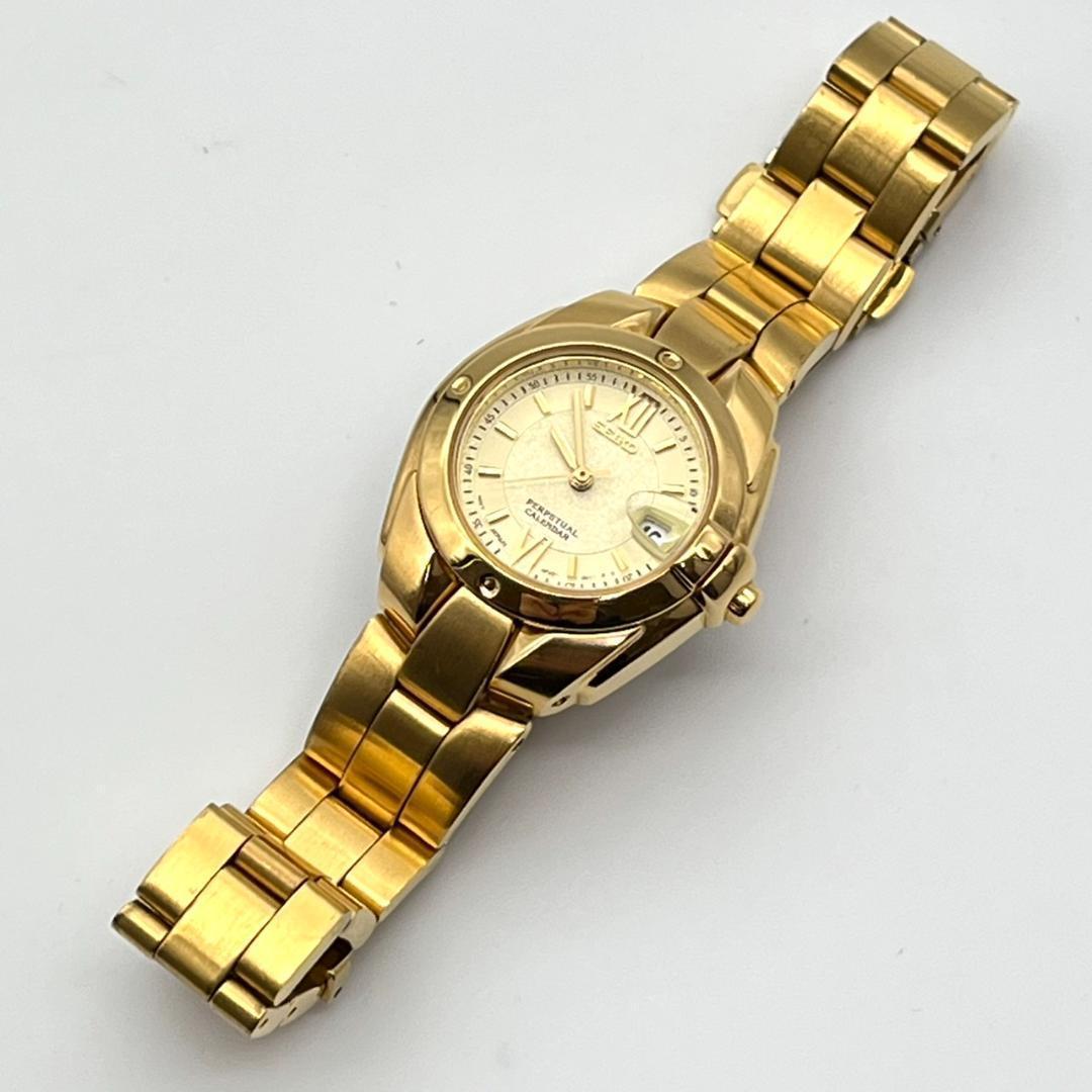 良品 セイコー パーペチュアル レディース コマ有 電池交換済 ゴールド