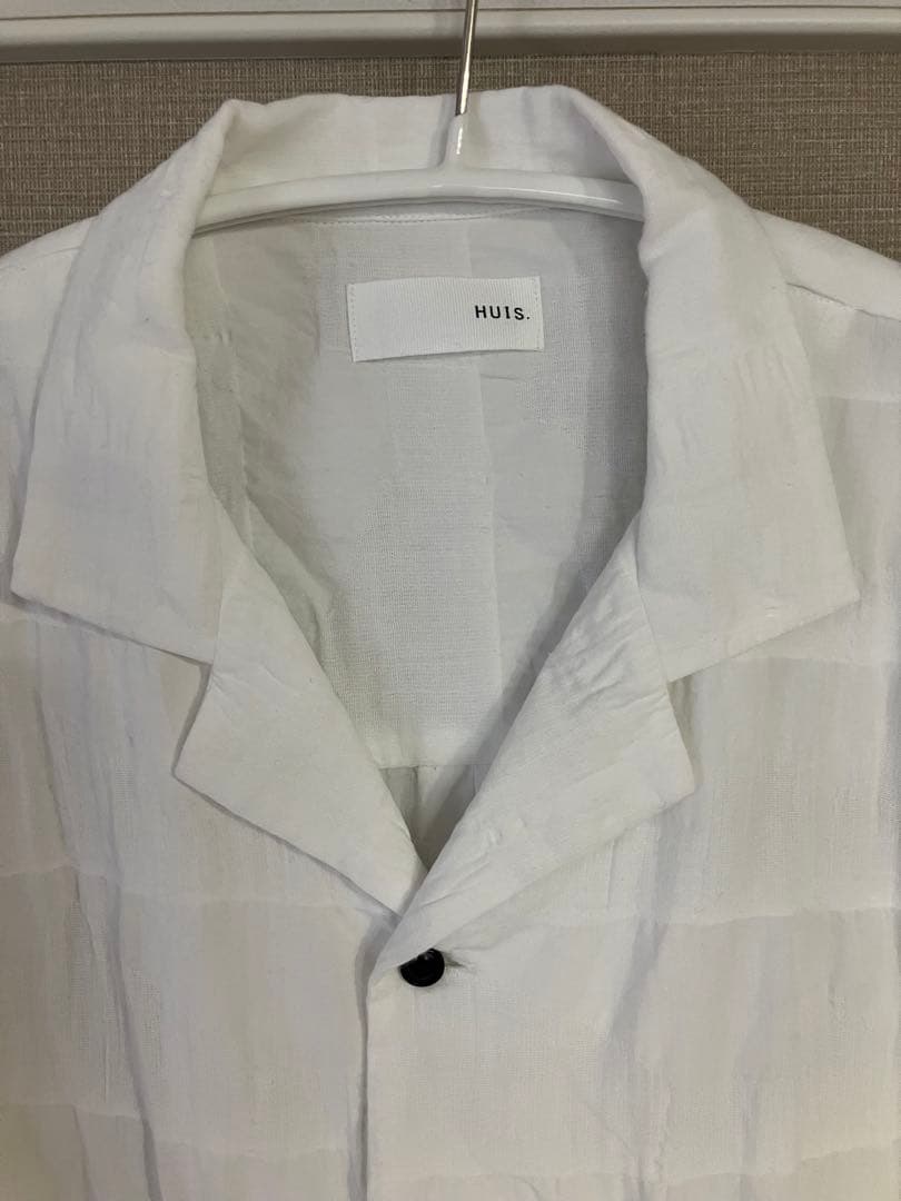 huis 柄二重織シャトルジャガードオープンカラー半袖オーバーシャツ