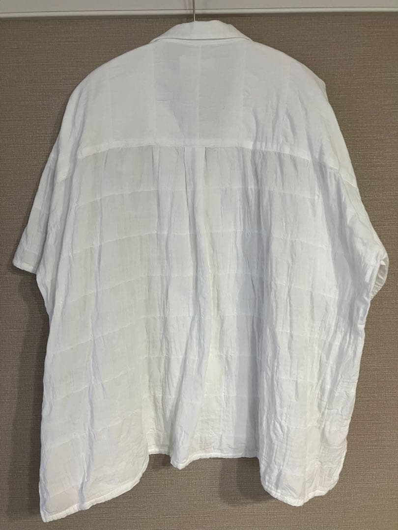 huis 柄二重織シャトルジャガードオープンカラー半袖オーバーシャツ