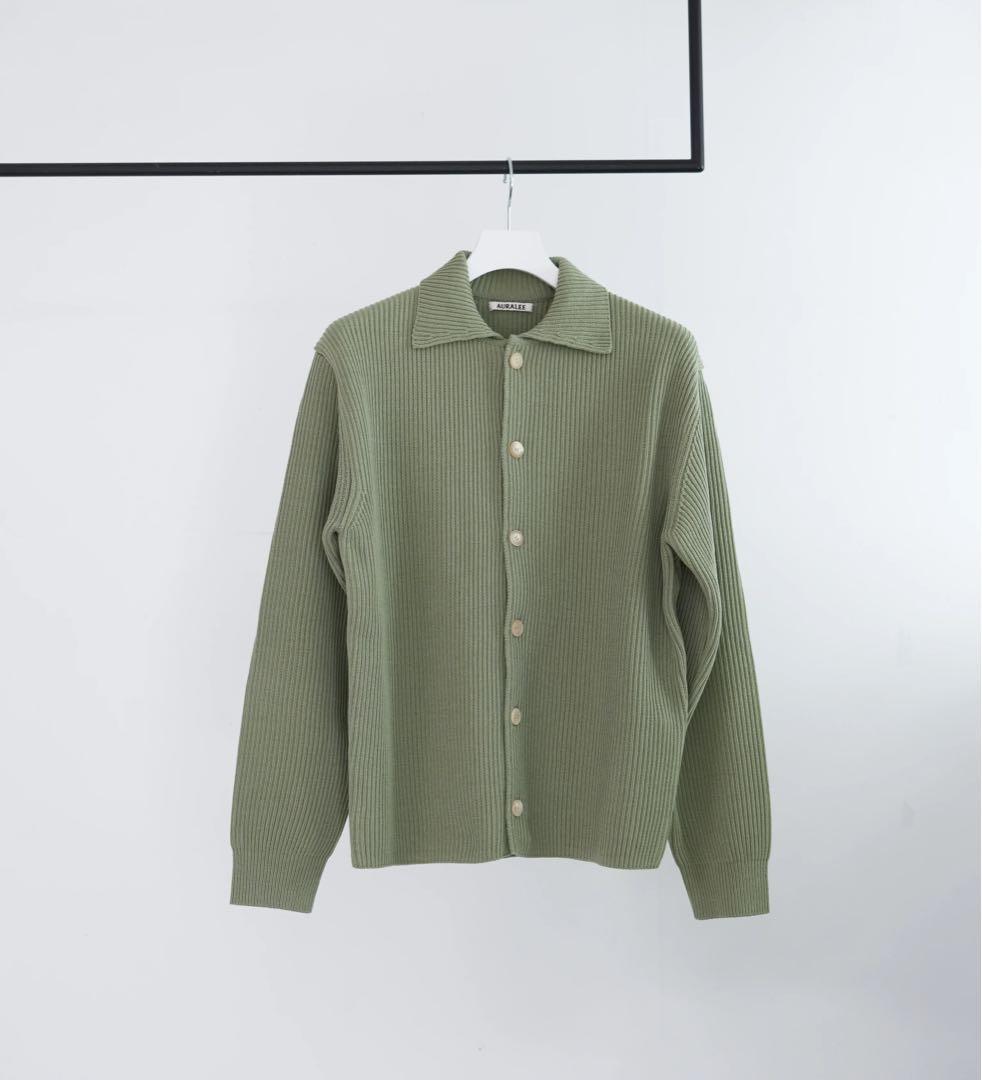 トップス SUPER FINE WOOL RIB KNIT SHIRT CARDIGAN