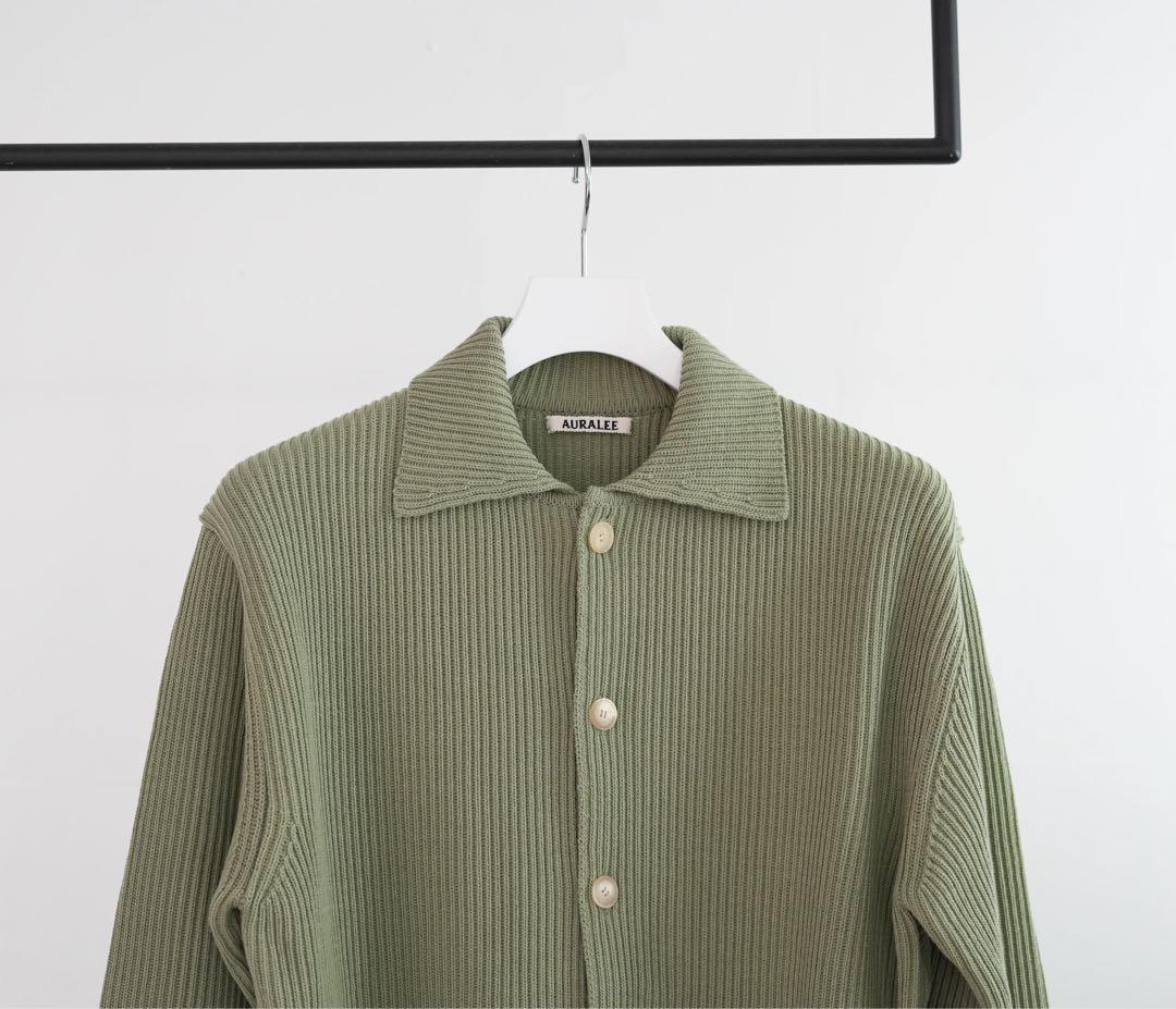 トップス SUPER FINE WOOL RIB KNIT SHIRT CARDIGAN