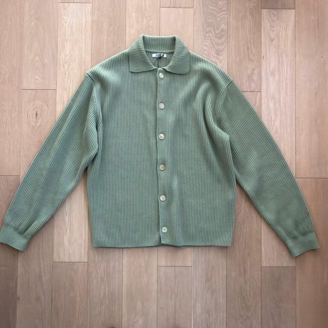 トップス SUPER FINE WOOL RIB KNIT SHIRT CARDIGAN