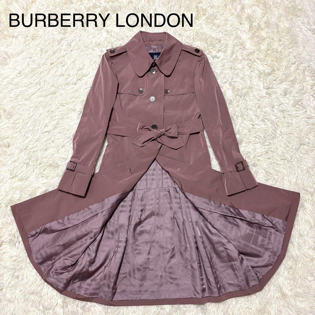 【バーバリーロンドン】トレンチコート　ノバチェック　ベルト　ピンク　40