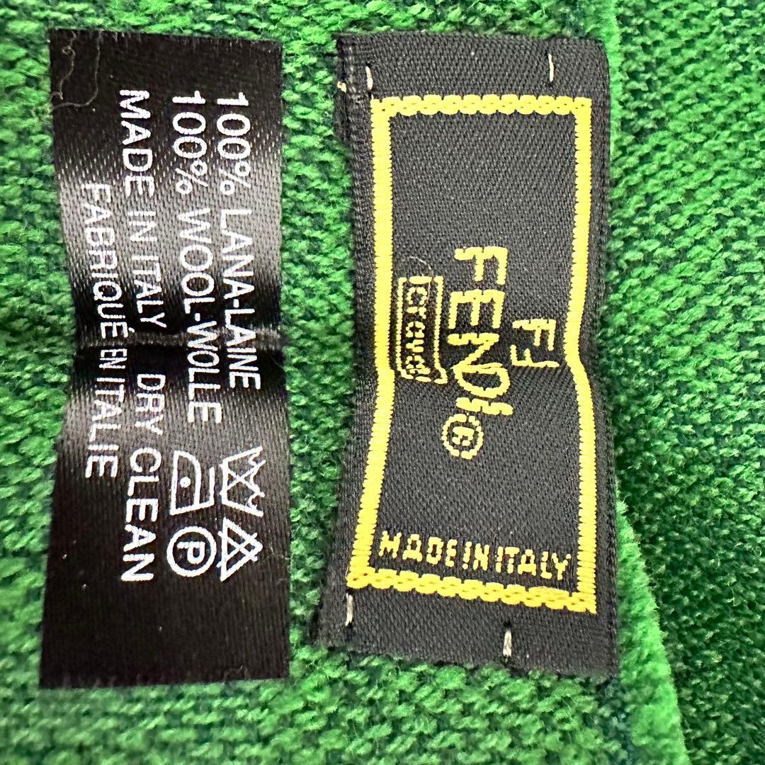FENDI フェンディ ズッカ柄 ウールマフラー イタリア製 グリーン