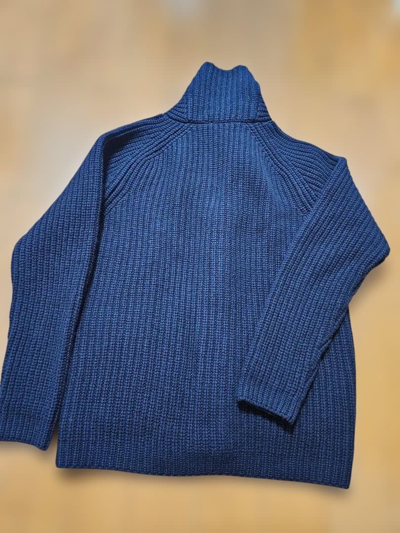 ZANONEネイビーリブ編みショールカーディガンsize50