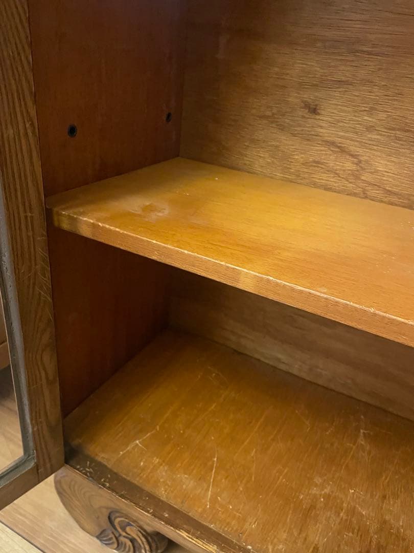 英国イギリス アンティーク家具 ブックケース 本棚 オーク材 猫脚 キャビネット