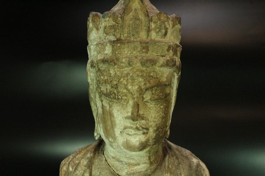 仏教美術 木彫 十一面観音 古 仏像 時代物(K-YC395)