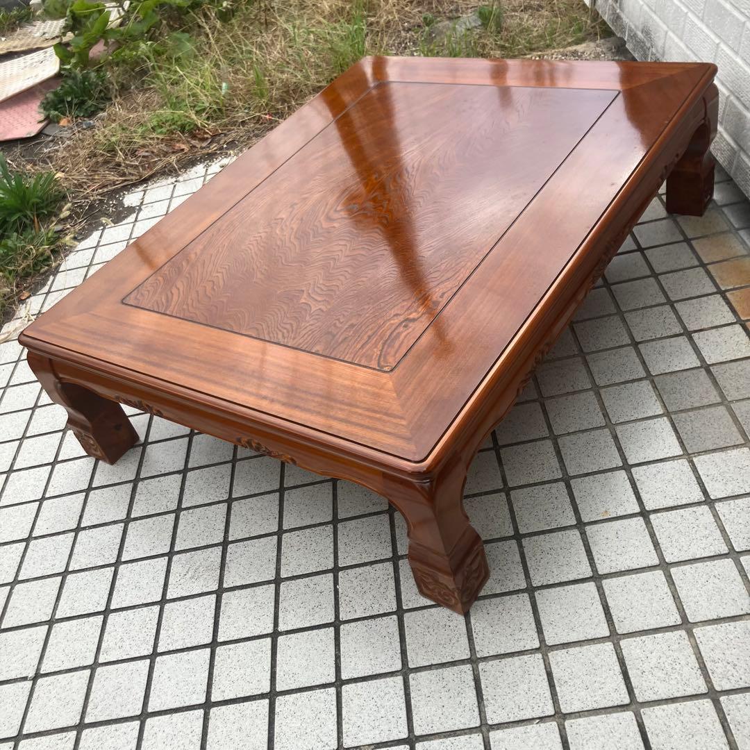 昭和レトロ 古家具 欅 木製テーブル 大型座卓 センターテーブル ローテーブル