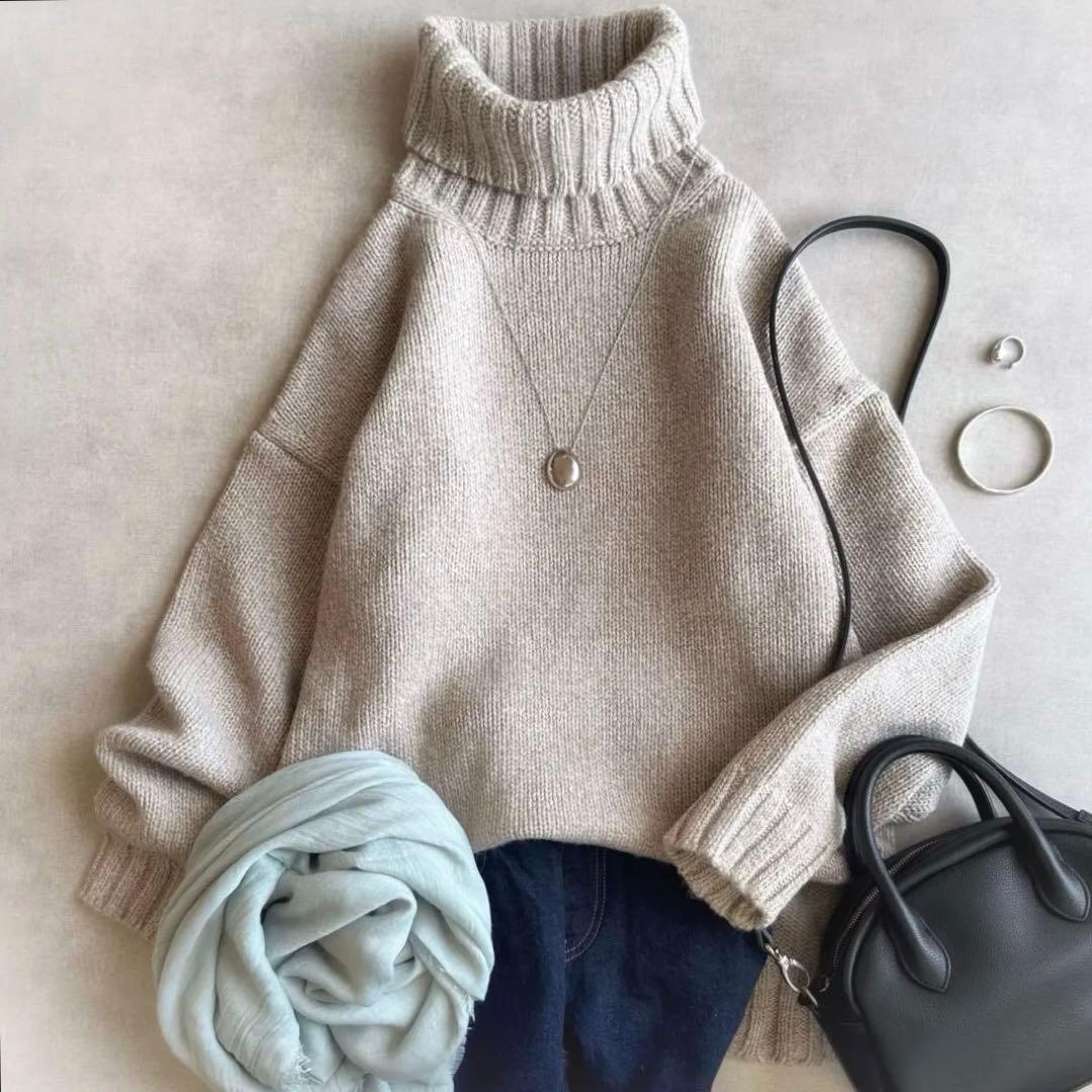 美品▲SLOANEスローン//3G ジーロンラム×カシミヤタートルネックニット