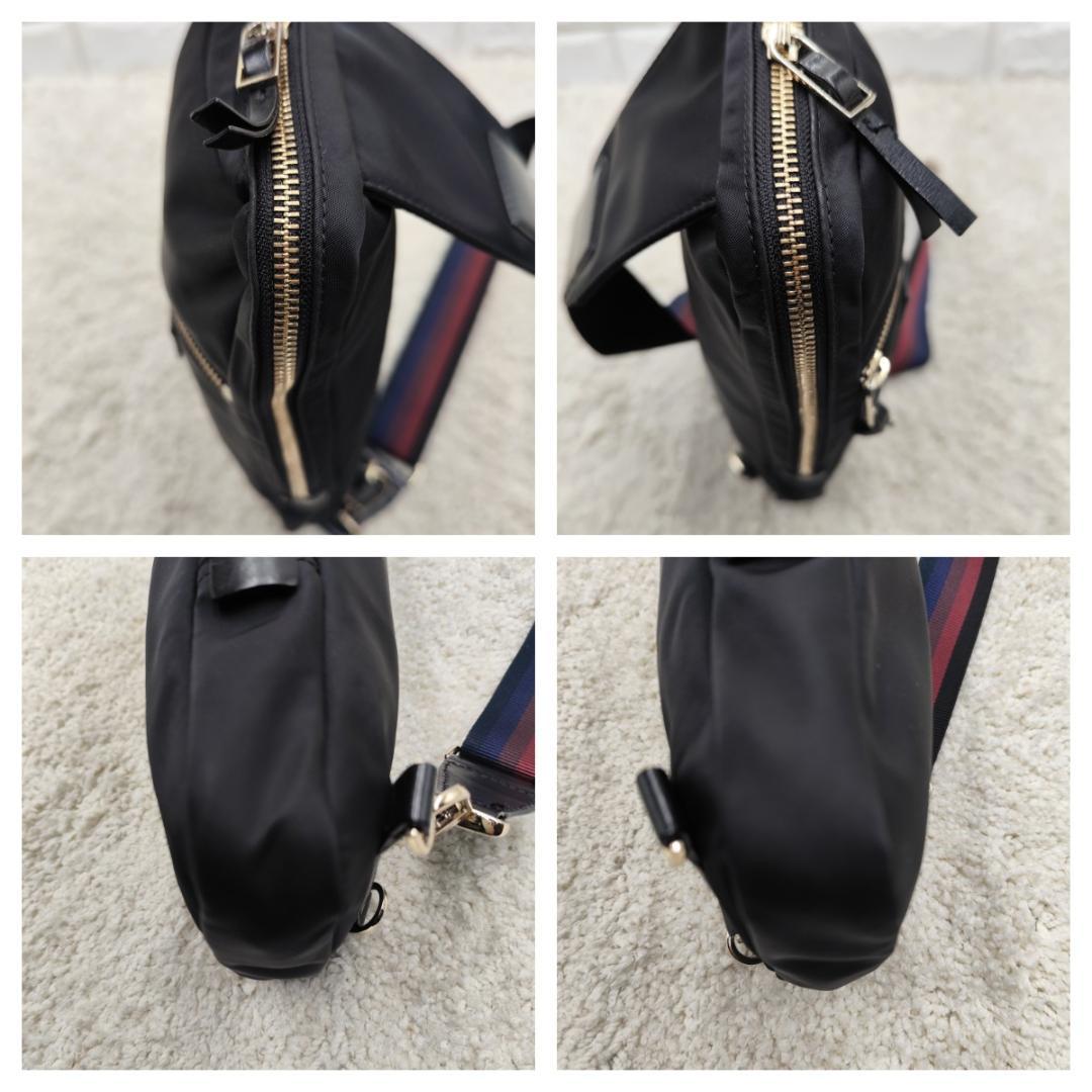 美品 Paul Smith ボディバッグ ショルダー 黒 マルチストライプ 軽量