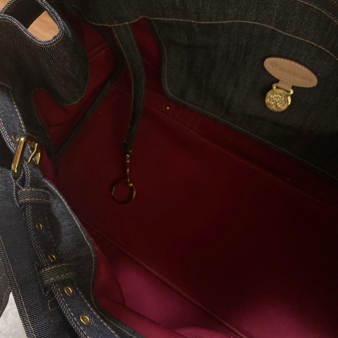 Mulberry ボストンバッグ ハンドバッグ ハート デニム地 紺