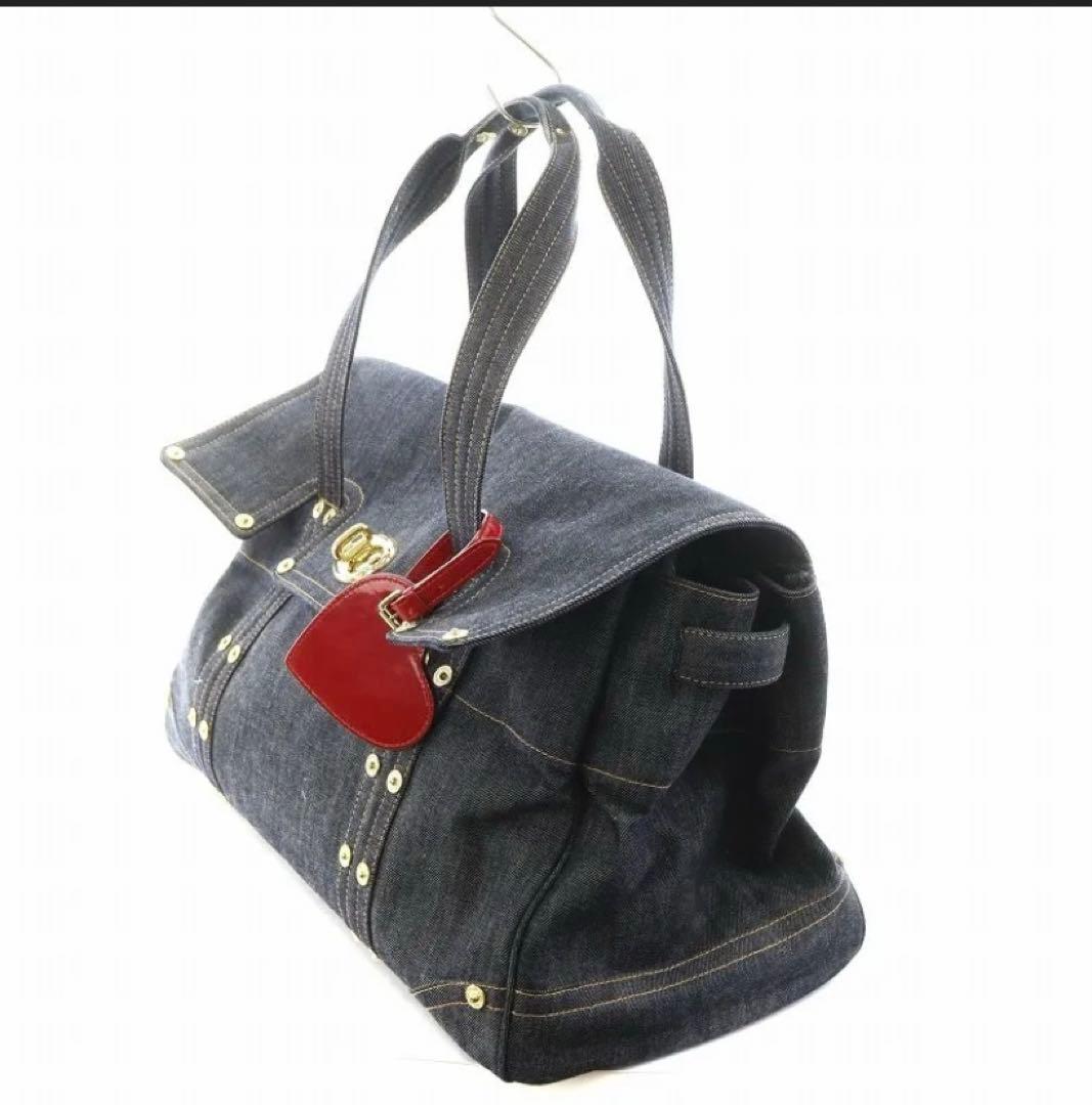 Mulberry ボストンバッグ ハンドバッグ ハート デニム地 紺
