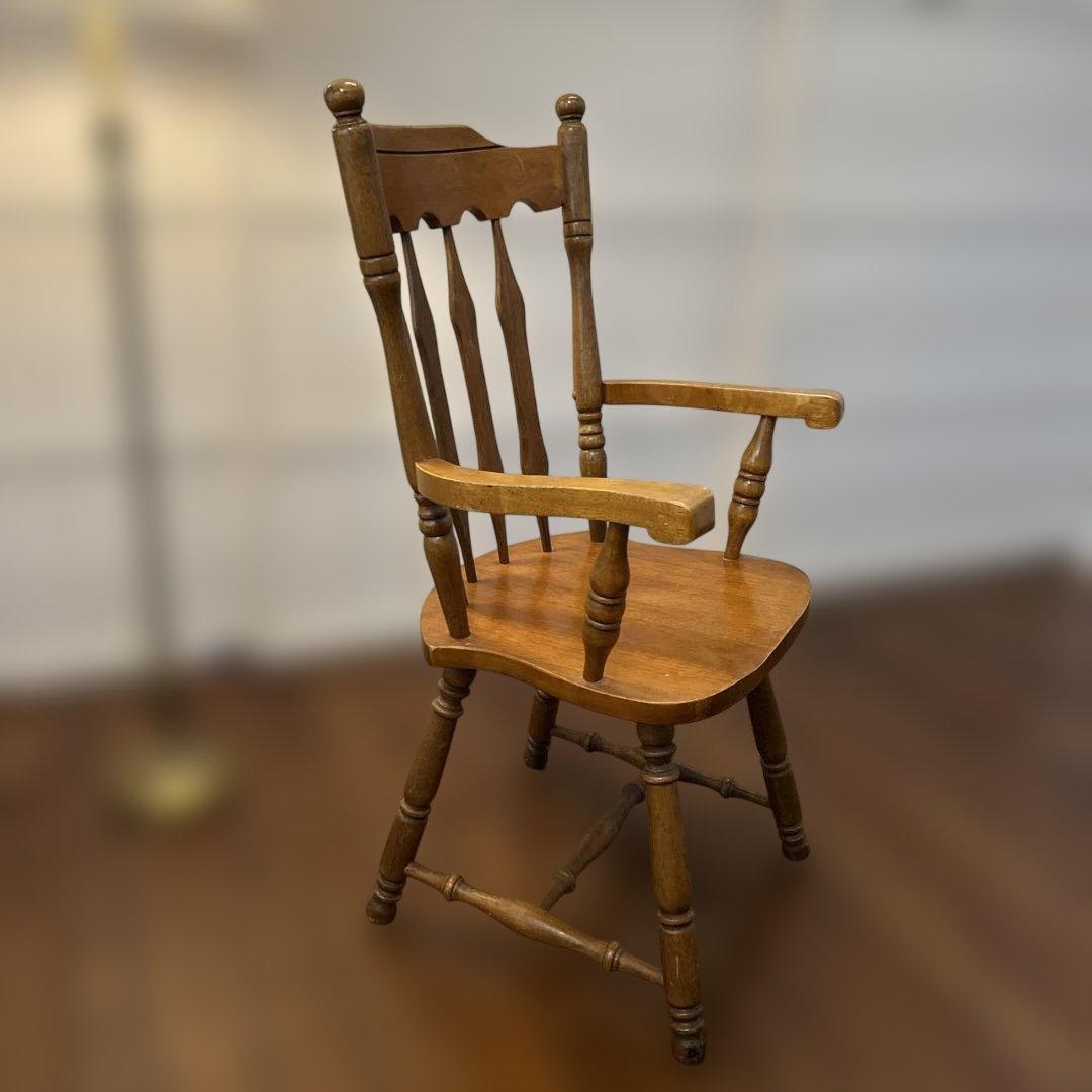 ジャンク・アンティーク家具・木製スピンドルバックチェア・アメリカンカントリー
