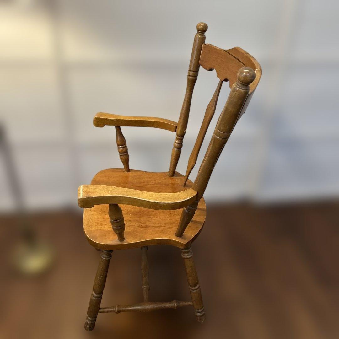 ジャンク・アンティーク家具・木製スピンドルバックチェア・アメリカンカントリー