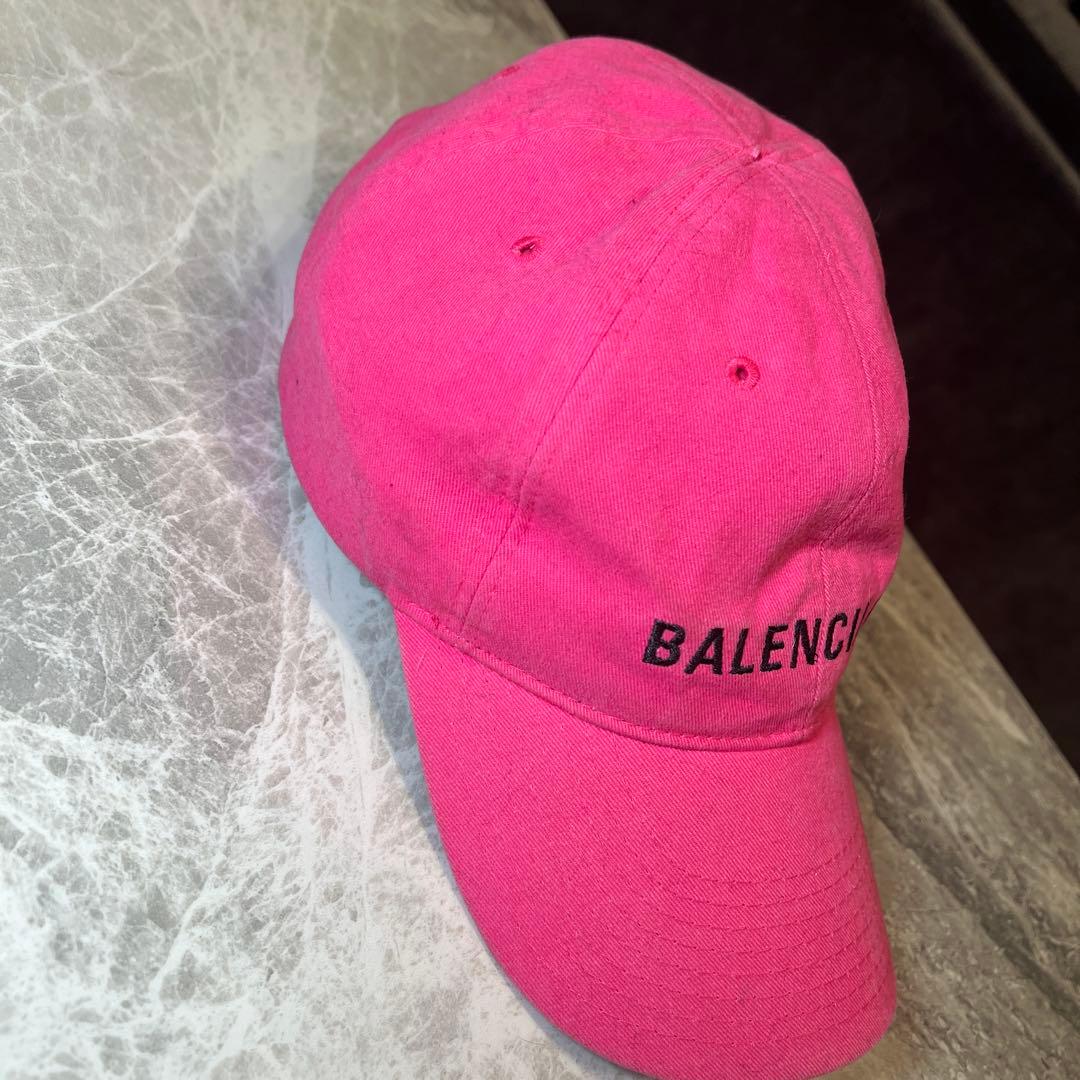 【サイズ調整可能】BALENCIAGA バレンシアガ キャップ 帽子 ピンク