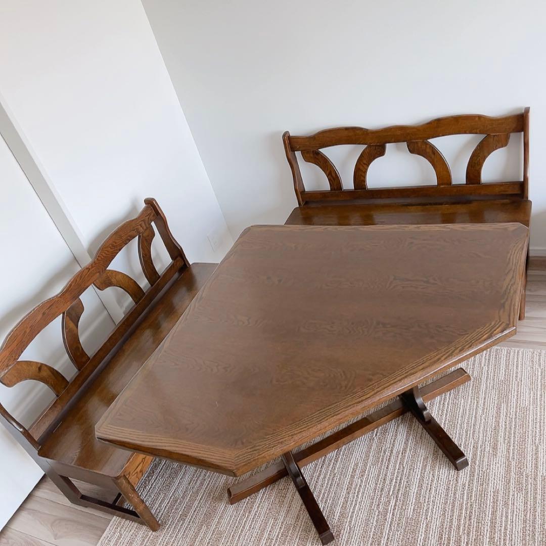 昭和レトロ 木製 ダイニングテーブル 椅子セット 大正堂 家具 古民家 カフェ風
