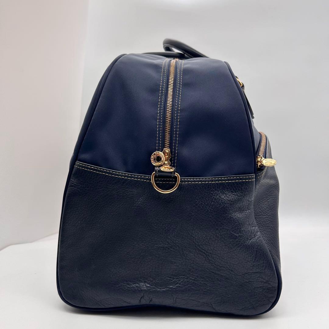極美品　ヴァレンティノガラバーニ　ボストンバッグ　2way　レザー　ナイロン　紺