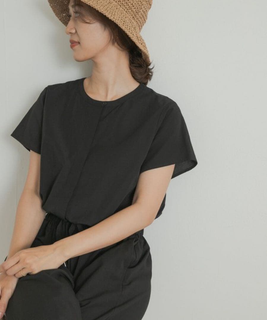 URBAN RESEARCH DOORS フレンチスリーブコンビネゾン　ブラック
