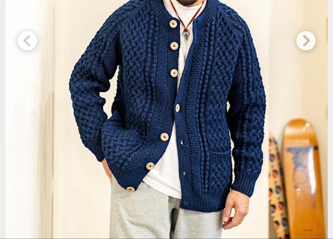 美品　インバーアラン　４Aカーディガン　チャコール　　茶タグ　3A